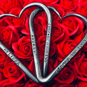 Iron Love Hearts - 6th year anniversary gift - iron heart - Iron wedding - Personalized - 6th wedding - wife gift - Valentine&#39;s Day