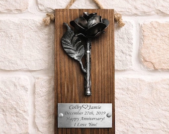 6th anniversary gift - Iron Rose - Iron wedding - Hand Forged - Personalized - Wife - Husband - him - her - 6th wedding gift