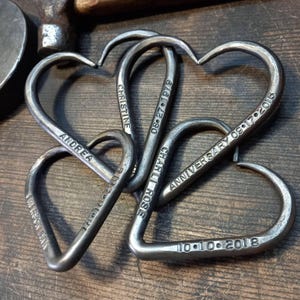 4x Family of Hearts - 6th Wedding Anniversary gift - For her - For him - Personalized gift - Iron hearts