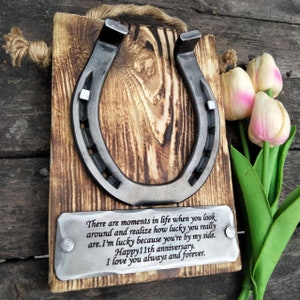 Personalized Steel Horseshoe - 11th year Anniversary gift -  for him her - Steel wedding - 11th Steel Wedding gift wife - Anniversary Gift