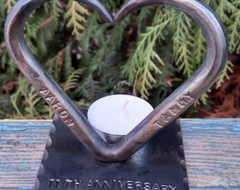 6th anniversary gift - Iron heart - Iron wedding - Candle holder - Iron Heart - Personalized - iron gift for him  for her - 6th wedding gift