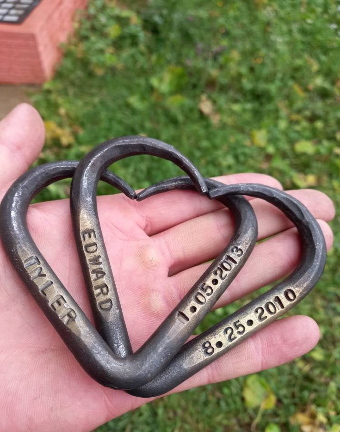 11th Anniversary gift Steel wedding Pair of Interlinked Etsy