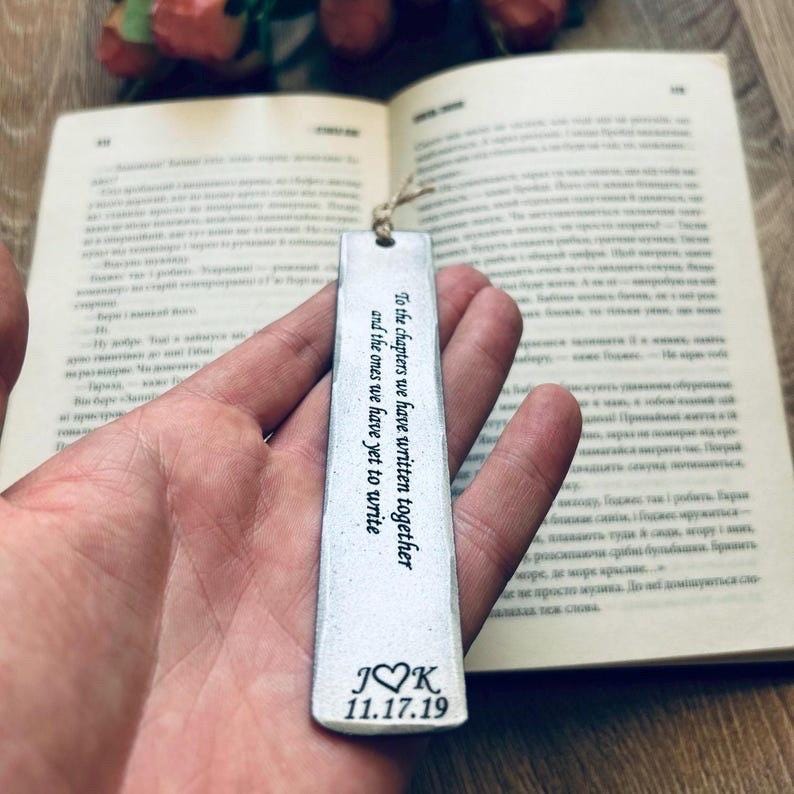 Hand Forged Engraved Steel Bookmark