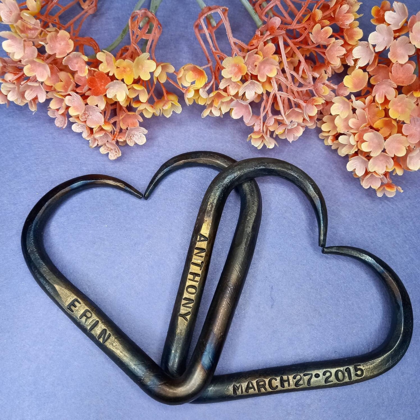 11th Anniversary Gift Steel Wedding Pair of Interlinked Etsy