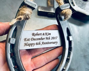 Blacksmith made Tin Horseshoe - 10th Anniversary - Tin wedding - 10th wedding anniversary - Tin 10 year - Anniversary gift - Personalized