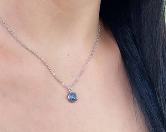 Raw Sapphire September Birthstone Necklace • Natural Birthstone Necklace • 45th Anniversary Gift • Virgo Zodiac • Ethical Gemstone Jewelry
