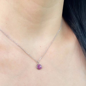 Raw Ruby July Birthstone Necklace | Tiny Natural Gemstone Necklace | 40th Anniversary Gift | Cancer Zodiac Stone | Minimalist Jewelry