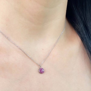 Raw Ruby July Birthstone Necklace • Tiny Natural Gemstone Necklace • 40th Anniv Stone • Cancer Zodiac Jewelry • Raw Natural Birthstone Gift