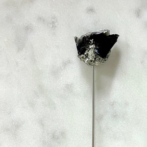 Raw Obsidian Steel Lapel Pin | Groom Suit | Junior Groomsman | Teacher Gift | Officiant Gift | Natural Obsidian Jewelry | Volcanic Glass