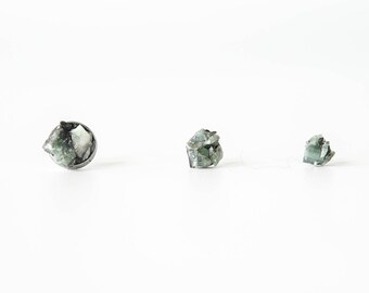 Raw Emerald May Birthstone Stud Earrings | Choose Your Size | Hypoallergenic Crystal Studs | 55th Anniversary | Taurus & Gemini Zodiac Stone
