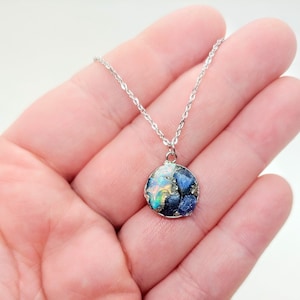 Raw Sapphire & Opal Necklace • Dainty Birthstone Pendant Necklace • September Birthstone • October Birthstone • Natural Birthstone Jewelry