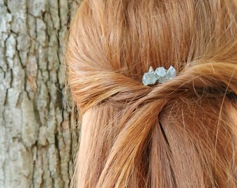 raw aquamarine crystal comb by RawOpal • CHOOSE one OR two • march birthstone • crystal hair accessory • boho bridal hair • bridesmaid gift
