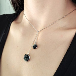 raw black tourmaline dainty lariat necklace | Choose Your Length | luxury bridal necklace | raw crystal necklace | protection necklace