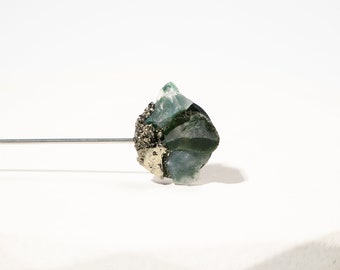 Raw Moss Agate Steel Lapel Pin | Natural Stone Stick Pin | Chalcedony | Unique Suit Accessory | Junior Groomsman Gift | Officiant Gift Idea