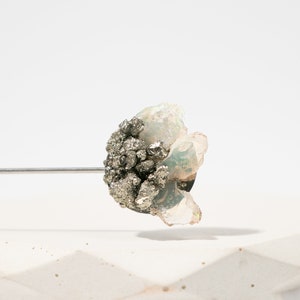 Raw Opal Steel Lapel Pin | Gemstone Stick Pin | Groom Gift | Unique Suit Accessory | Raw Fire Opal | 14th Anniversary | October Birthstone