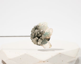 Raw Opal Lapel Pin | Pyrite Gemstone Stick Pin | October Birthstone