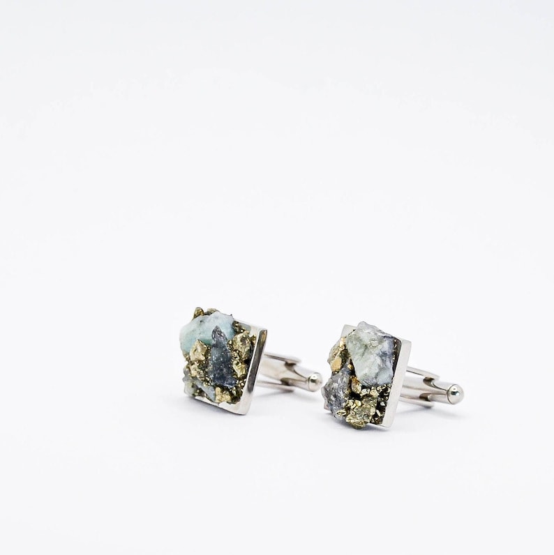 Raw Emerald Geode Luxury Cufflinks by Raw Opal