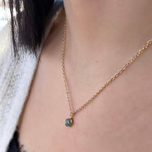 Raw Blue Zircon December Birthstone Necklace • Natural Raw Stone Necklace • 22nd Anniv • Sagittarius Zodiac Stone • Ethical Gemstone Jewelry