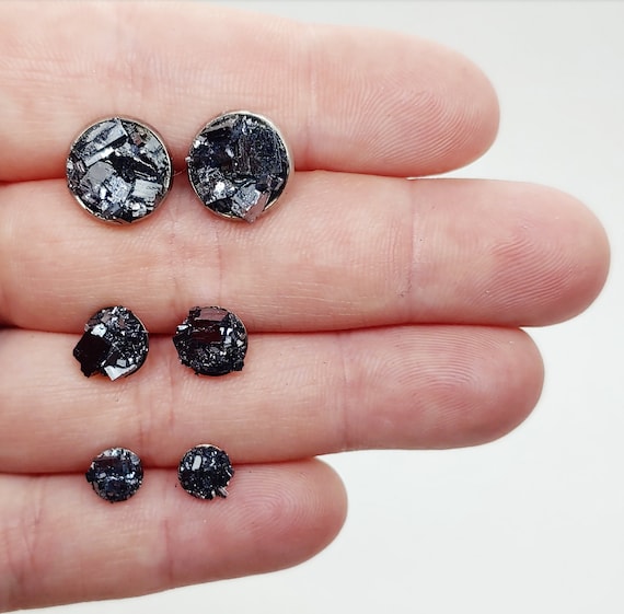 Raw Galena Stud Earrings | Hypoallergenic Surgical Steel, Natural Stone