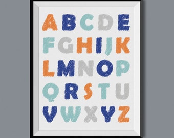 ABC Poster / Alphabet Poster / Scribbles / Crayon / Children / Playroom / Kids / Boy's Room / Colorful / Digital Download / Gift / School
