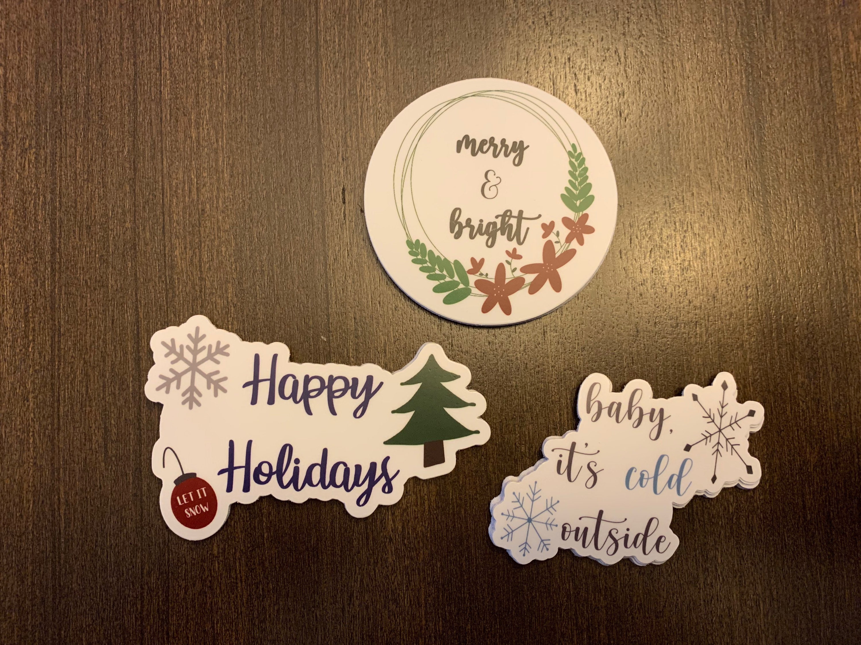 New Holiday Stickers! Weatherproof Vinyl. Designed by Myself. - Etsy