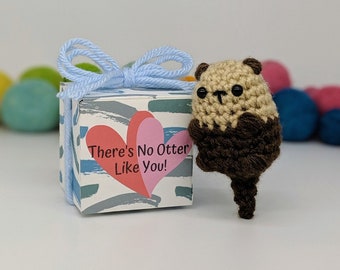 Cute Otter Plush Gift Box, crochet stuffed animal, anniversary gifts, unique gifts for her