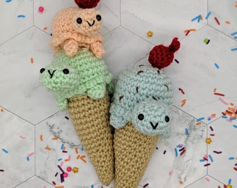 Turtle Ice Cream Cone amigurumi food crochet pattern