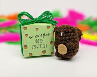 Go Nuts squirrel plushie in graduation gift box for nurses and teachers