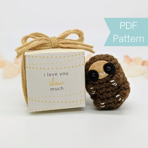 Sloth amigurumi crochet pattern care package for him, Mothers Day gift box, funny Valentines Day gift for her, cute crochet digital download