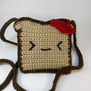 French Toast Crochet Bag Pattern, amigurumi food, small crossbody bag image 5