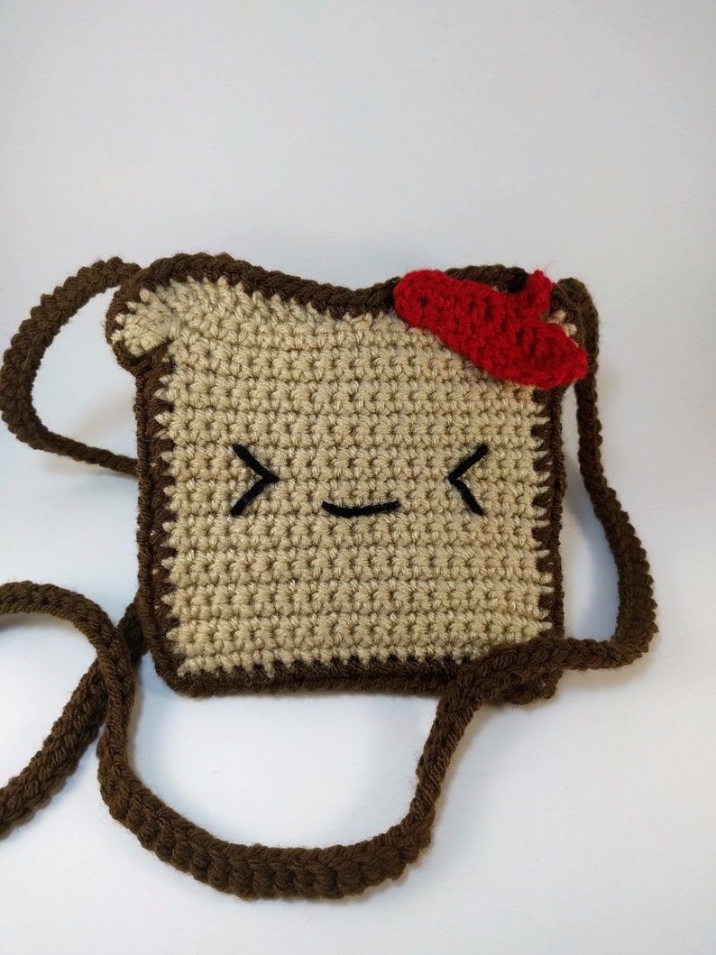 French Toast Crochet Bag Pattern, amigurumi food, small crossbody bag image 5