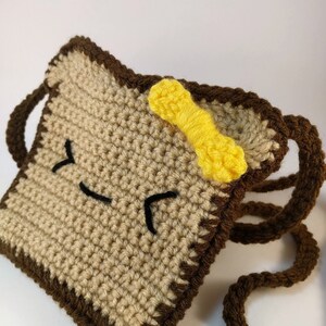 French Toast Crochet Bag Pattern, amigurumi food, small crossbody bag image 2