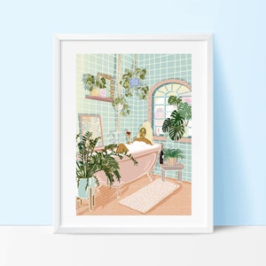 Pampered Lady in the Bath Print/ Self Love/ Bathroom Print