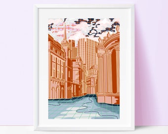 Abstract London City Illustration/London Print/ City drawing/ Abstract Town