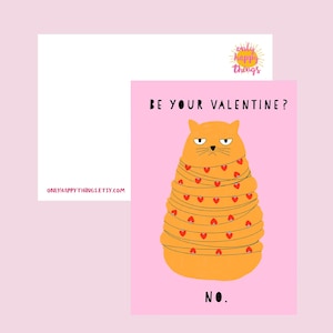 CARTE POSTALE VALENTINE CAT // carte chat grincheux coeur mignon rouge - onlyhappythings