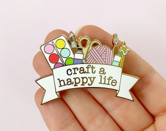 B GRADE !!! enamel pin crafting / craft a happy life quote snailmail postcrossing creative / onlyhappythings