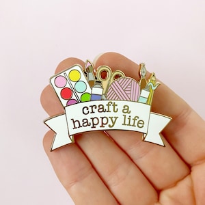 B GRADE!!! enamel pin crafting / craft a happy life quote snailmail postcrossing creative / onlyhappythings