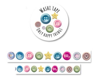 BOTONES DE CINTA WASHI / papelería vintage para correo postal, agenda, diario basura / onlyhappythings