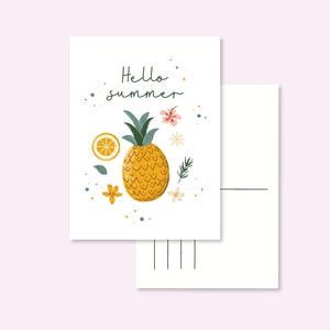 HELLO  SUMMER POSTCARD / flower holiday card pineaple postcrossing / onlyhappythings
