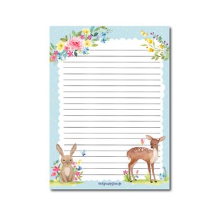 NOTEPAD PRIMAVERA / carino blu coniglietto orso cervo fiore carta da lettere posta ordinaria / onlyhappythings