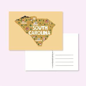 POSTCARD SOUTH CAROLINA / usa united states america map illustrated cute snailmail card postcrossing / onlyhappythings