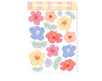 STICKERSHEET ISLAND BLOSSOMS / a6 stickers summer holiday snailmail planner bullet journal scrapbook / onlyhappythings