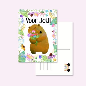 CARTE POSTALE OURS / fleurs pour vous jolie carte postale d'escargot postcrossing / onlyhappythings