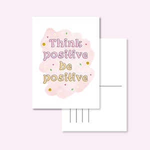 CARTOLINA / pensa positivo sii positivo cuore vibrazioni positive citazione arcobaleno postcrossing / solo cose felici