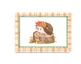 POSTCARD AUTUMN HEDGEHOG / fall cute snailmail card postcrossing / onlyhappythings