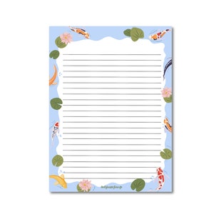 NOTEPAD KOI / pesci pesce cinese giapponese ninfea acqua carta da lettere posta ordinaria / onlyhappythings