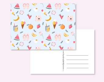 SUMMER POSTCARD / flower fruits pastel summer holiday card postcrossing / onlyhappythings