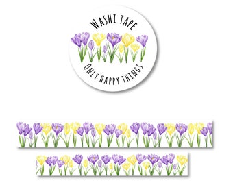 NASTRO WASHI CROCUS / fiori giallo viola olandese primavera pianificatore di posta lumaca cancelleria postale / onlyhappythings