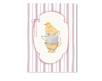 POSTCARD DUCKS / cup tea cottage core cute spring journal / onlyhappythings
