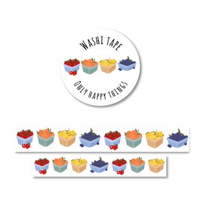 FRÜCHTE WASHI / Sommerfrucht Erdbeere Orange Zitrone Blaubeeren Scrapbooking Bullet Journal Schneckenpost / onlyhappythings